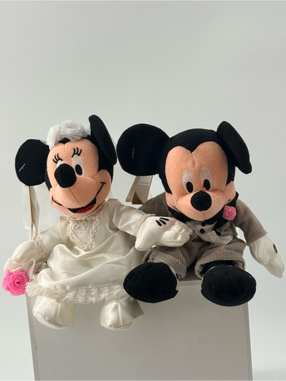 Disney Mickey and Minnie Bride & Groom Plush Duo - Black, White, Pink